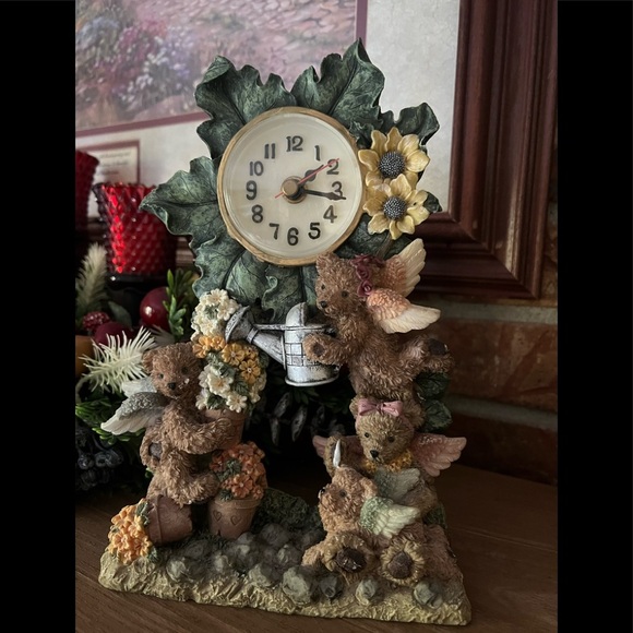 Rare Vintage 1976 Swiss Tea Pot Teddy Bear Cherub Clock‼️FINAL SALE - Picture 3 of 8